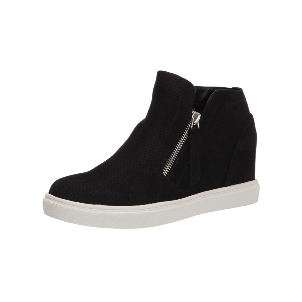 Madden Girl Wedge Sneakers Size 8 Black Tennis Shoe Wedges Platform